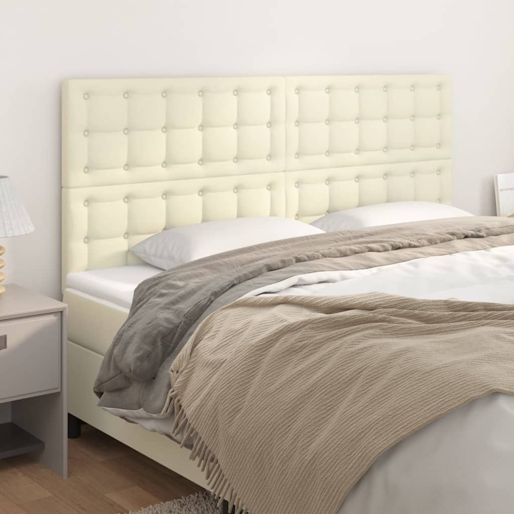 Hoofdbord crème 200x5x118/128 cm kunstleer is nu te koop bij PeponiXL, paradijselijk wonen!