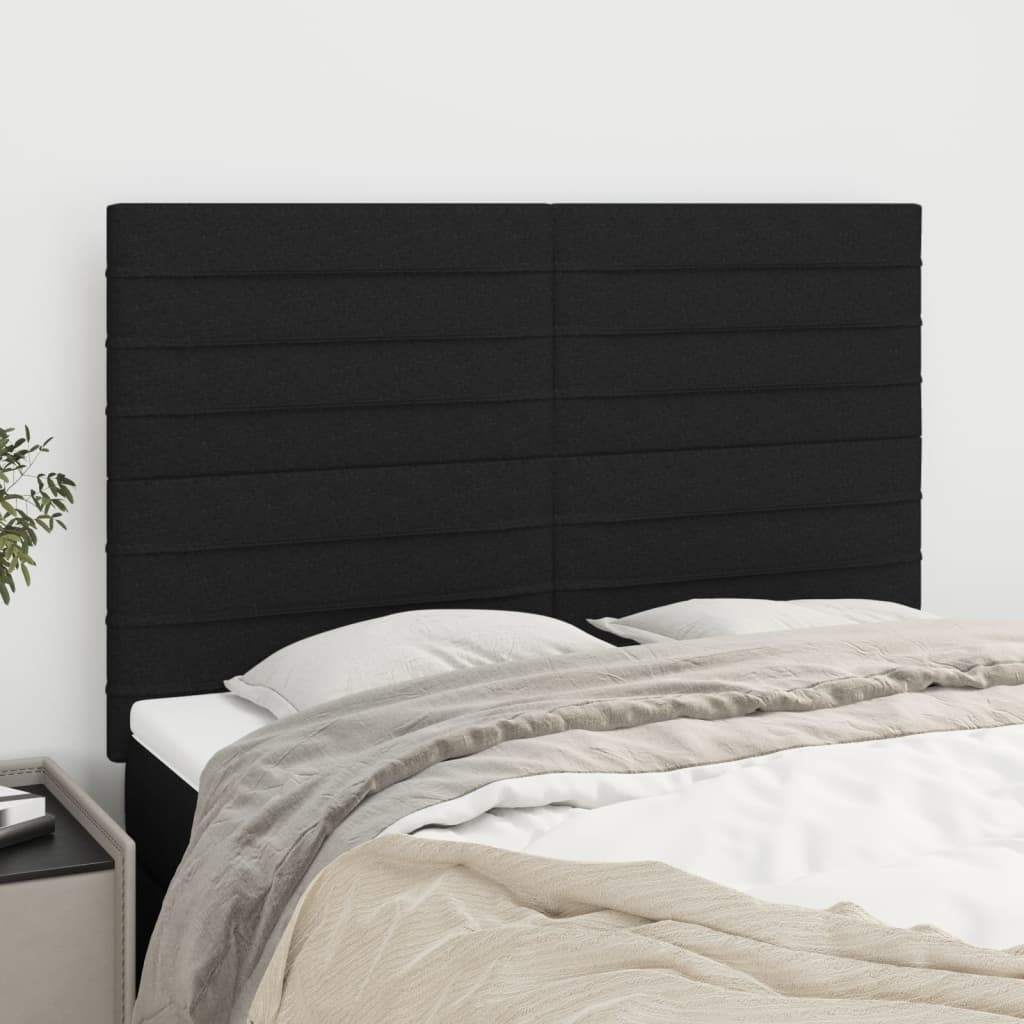 Hoofdbord zwart 144x5x118/128 cm stof is nu te koop bij PeponiXL, paradijselijk wonen!