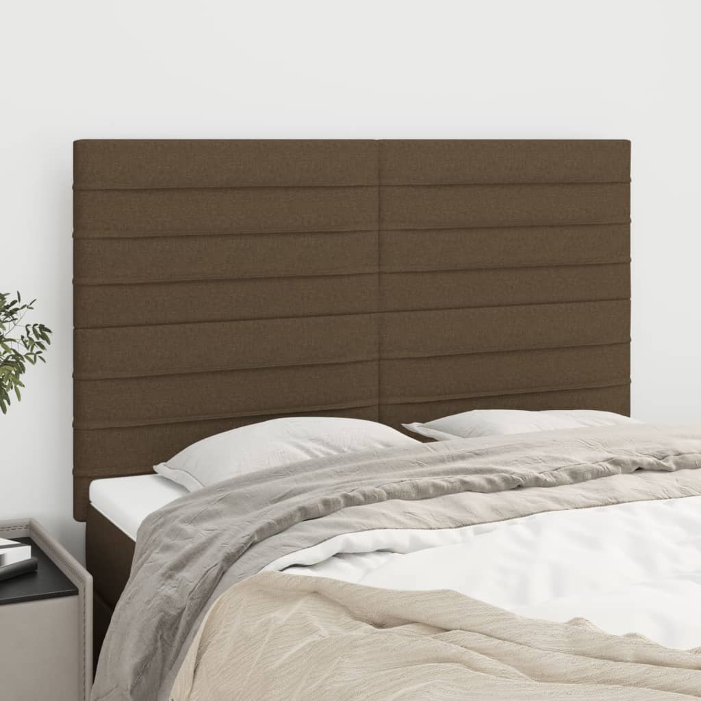 Hoofdbord donkerbruin 144x5x118/128 cm stof is nu te koop bij PeponiXL, paradijselijk wonen!