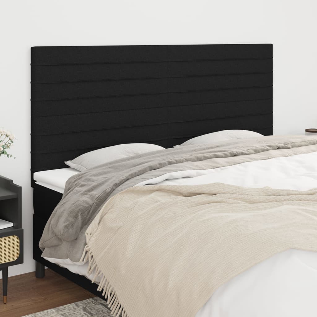 Hoofdbord zwart 160x5x118/128 cm stof is nu te koop bij PeponiXL, paradijselijk wonen!