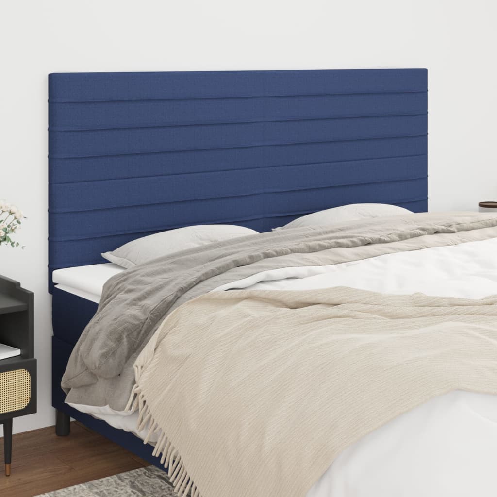 Hoofdbord blauw 200x5x118/128 cm stof is nu te koop bij PeponiXL, paradijselijk wonen!