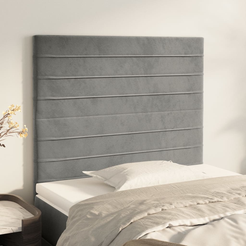 Hoofdbord lichtgrijs 80x5x118/128 cm fluweel is nu te koop bij PeponiXL, paradijselijk wonen!