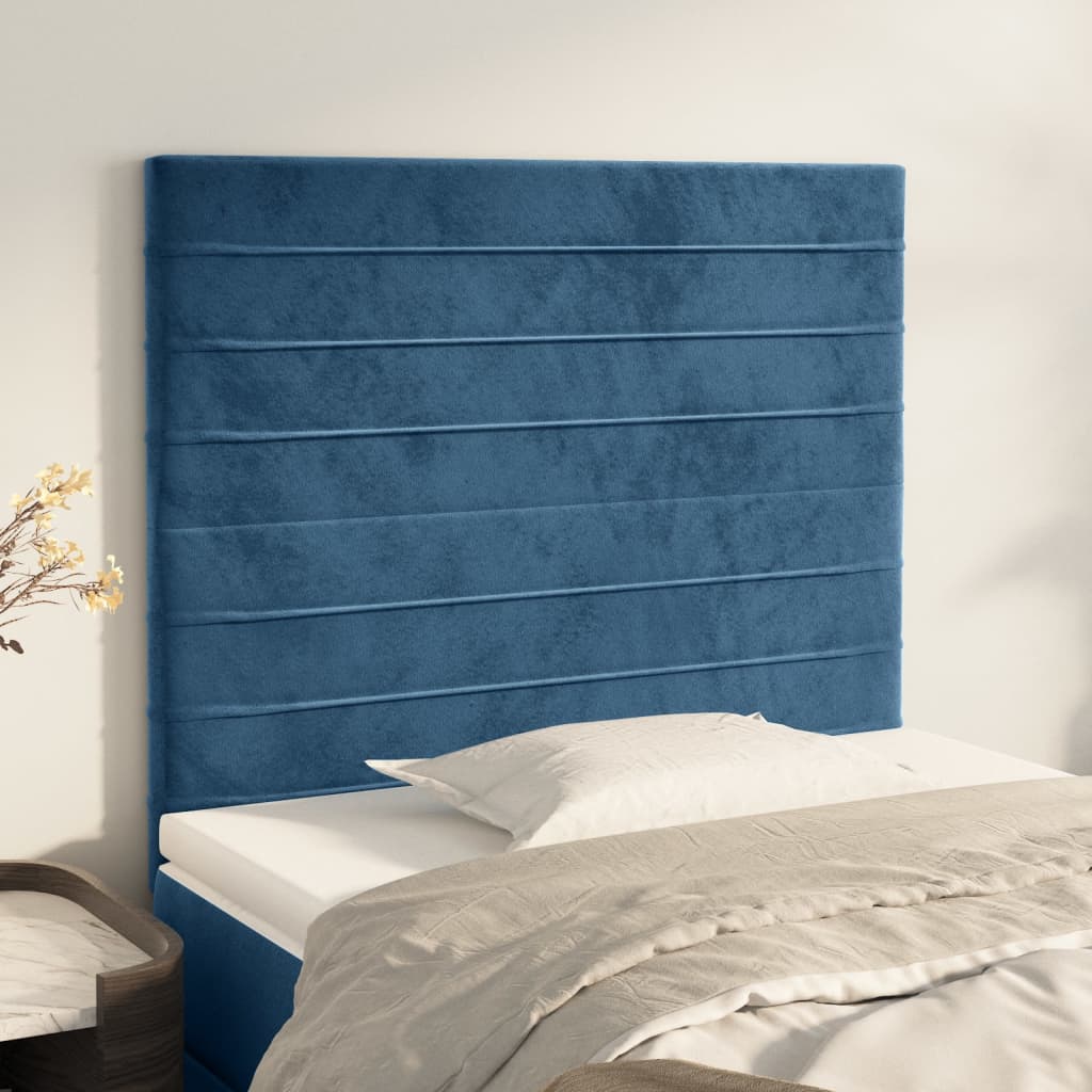 Hoofdbord donkerblauw 90x5x118/128 cm fluweel is nu te koop bij PeponiXL, paradijselijk wonen!