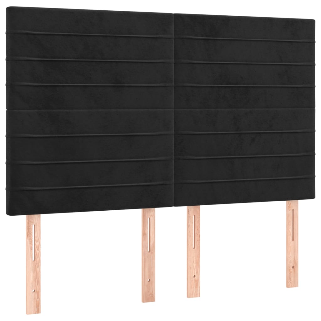 Hoofdbord zwart 144x5x118/128 cm fluweel is nu te koop bij PeponiXL, paradijselijk wonen!