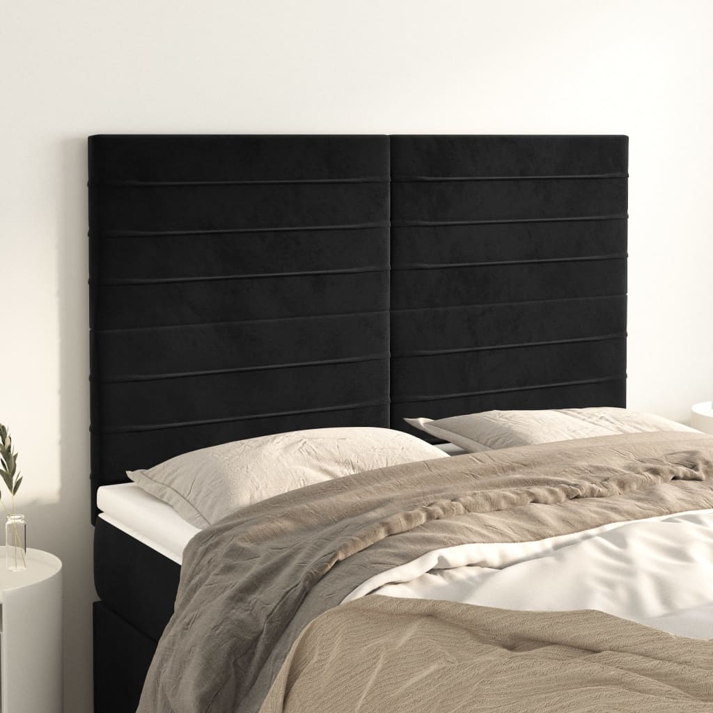 Hoofdbord zwart 144x5x118/128 cm fluweel is nu te koop bij PeponiXL, paradijselijk wonen!