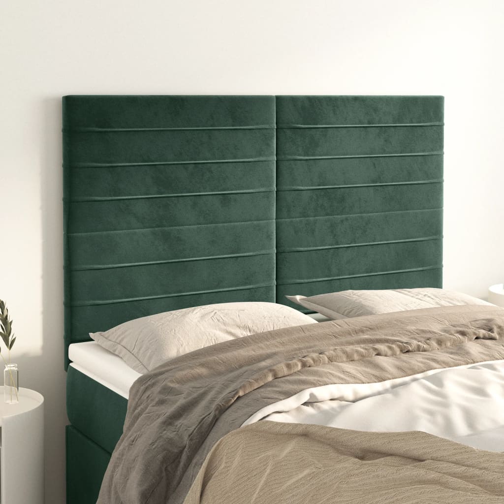 Hoofdbord donkergroen 144x5x118/128 cm fluweel is nu te koop bij PeponiXL, paradijselijk wonen!