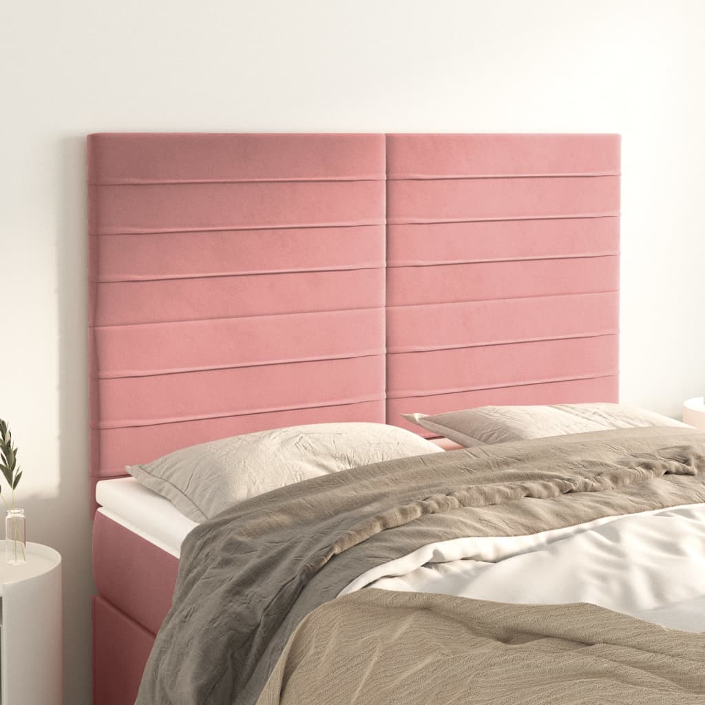 Hoofdbord roze 144x5x118/128 cm fluweel is nu te koop bij PeponiXL, paradijselijk wonen!