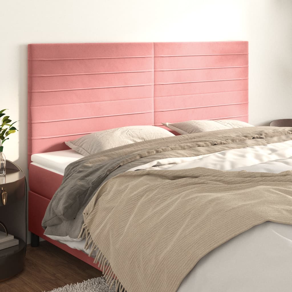 Hoofdbord roze 160x5x118/128 cm fluweel is nu te koop bij PeponiXL, paradijselijk wonen!