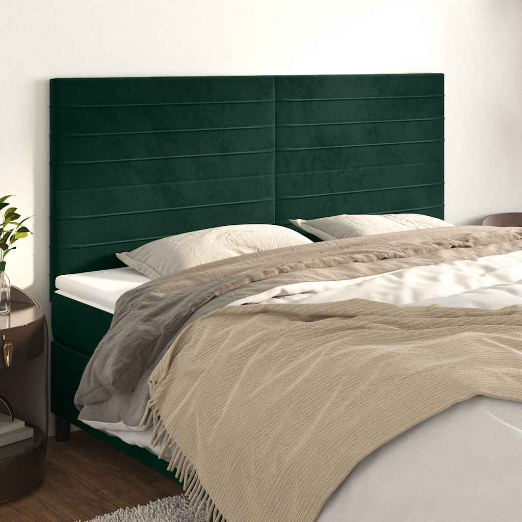 Hoofdbord donkergroen 200x5x118/128 cm fluweel is nu te koop bij PeponiXL, paradijselijk wonen!