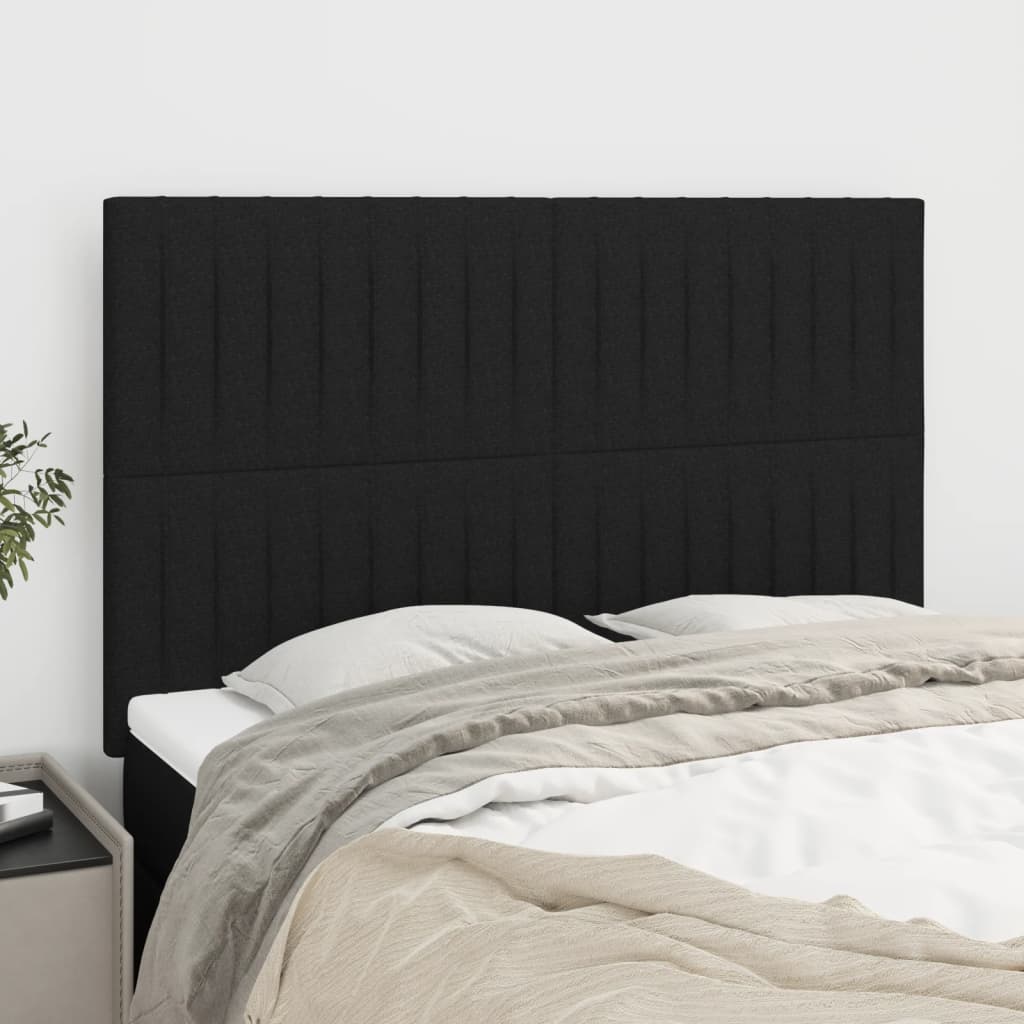 Hoofdbord zwart 144x5x118/128 cm stof is nu te koop bij PeponiXL, paradijselijk wonen!