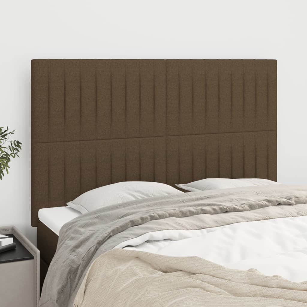 Hoofdbord donkerbruin 144x5x118/128 cm stof is nu te koop bij PeponiXL, paradijselijk wonen!