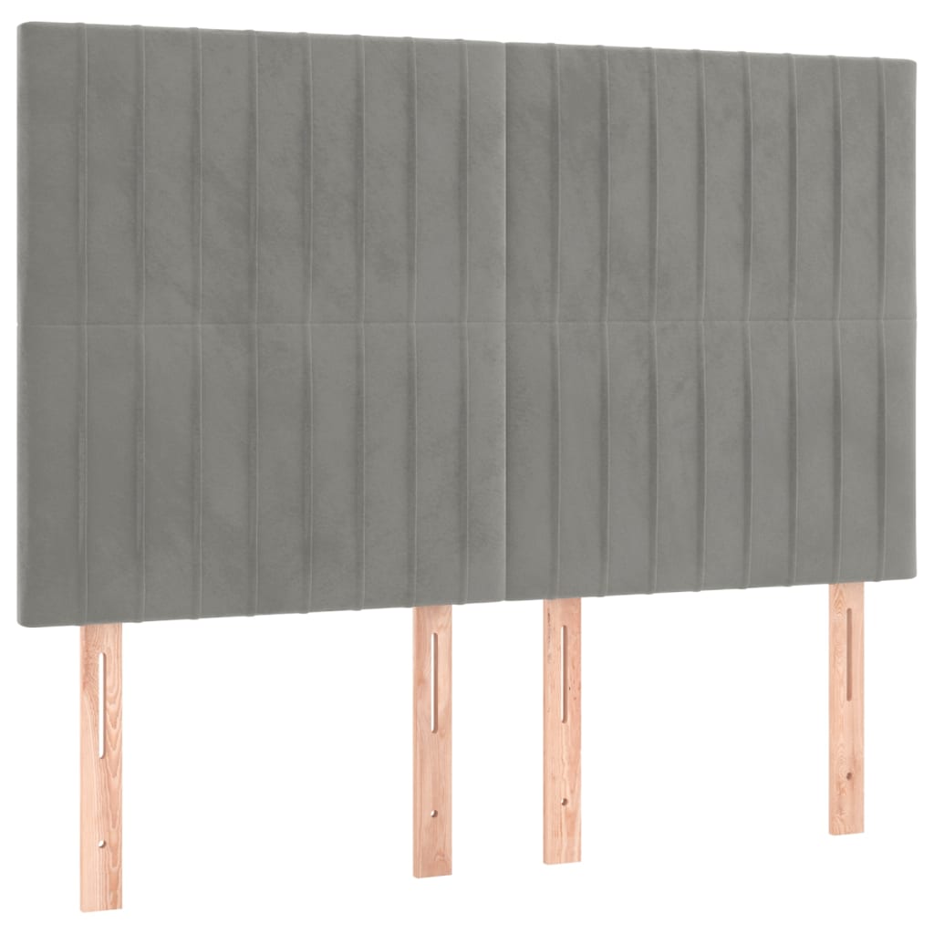 Hoofdbord lichtgrijs 144x5x118/128 cm fluweel is nu te koop bij PeponiXL, paradijselijk wonen!
