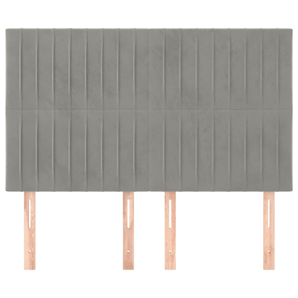 Hoofdbord lichtgrijs 144x5x118/128 cm fluweel is nu te koop bij PeponiXL, paradijselijk wonen!