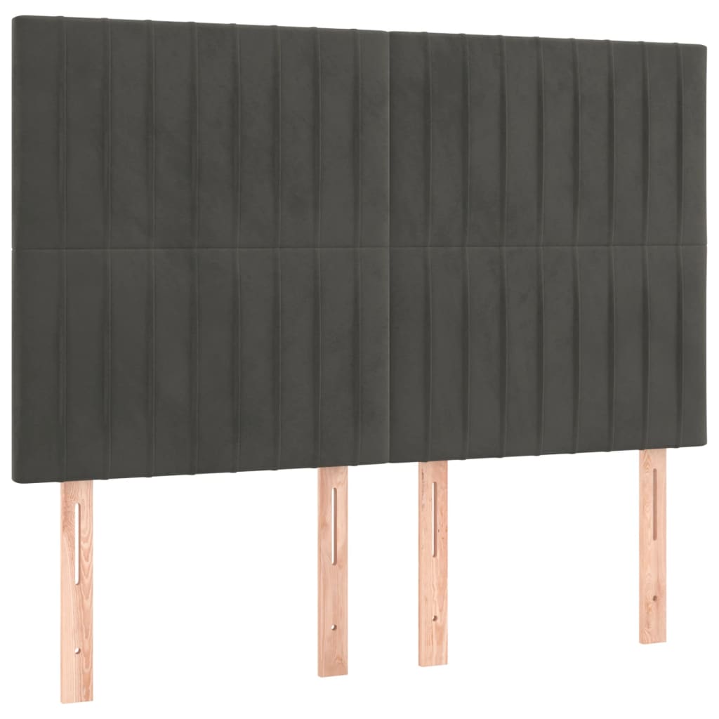 Hoofdbord donkergrijs 144x5x118/128 cm Fluweel is nu te koop bij PeponiXL, paradijselijk wonen!