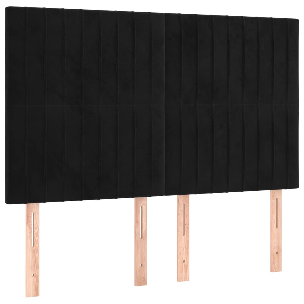 Hoofdbord zwart 144x5x118/128 cm fluweel is nu te koop bij PeponiXL, paradijselijk wonen!
