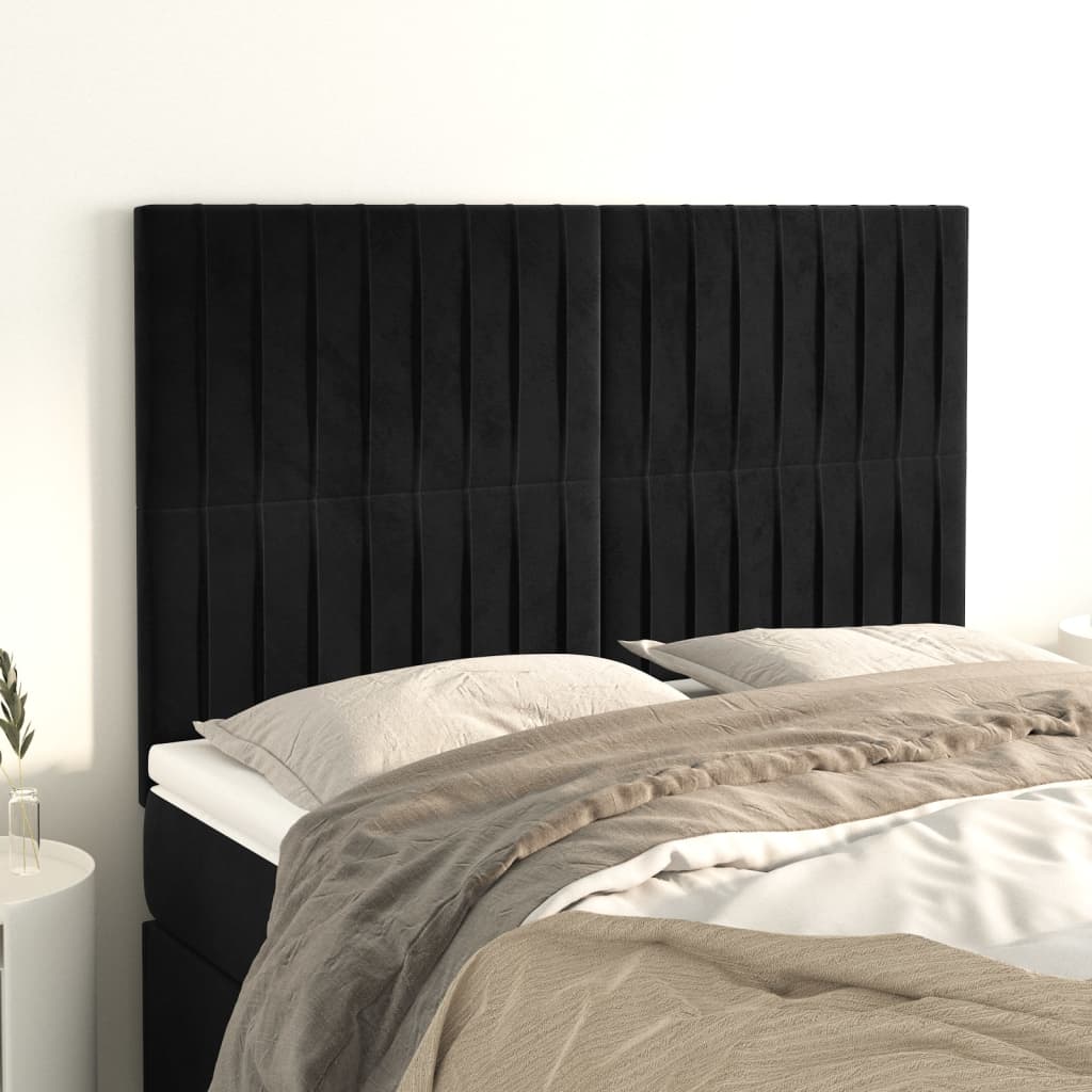 Hoofdbord zwart 144x5x118/128 cm fluweel is nu te koop bij PeponiXL, paradijselijk wonen!