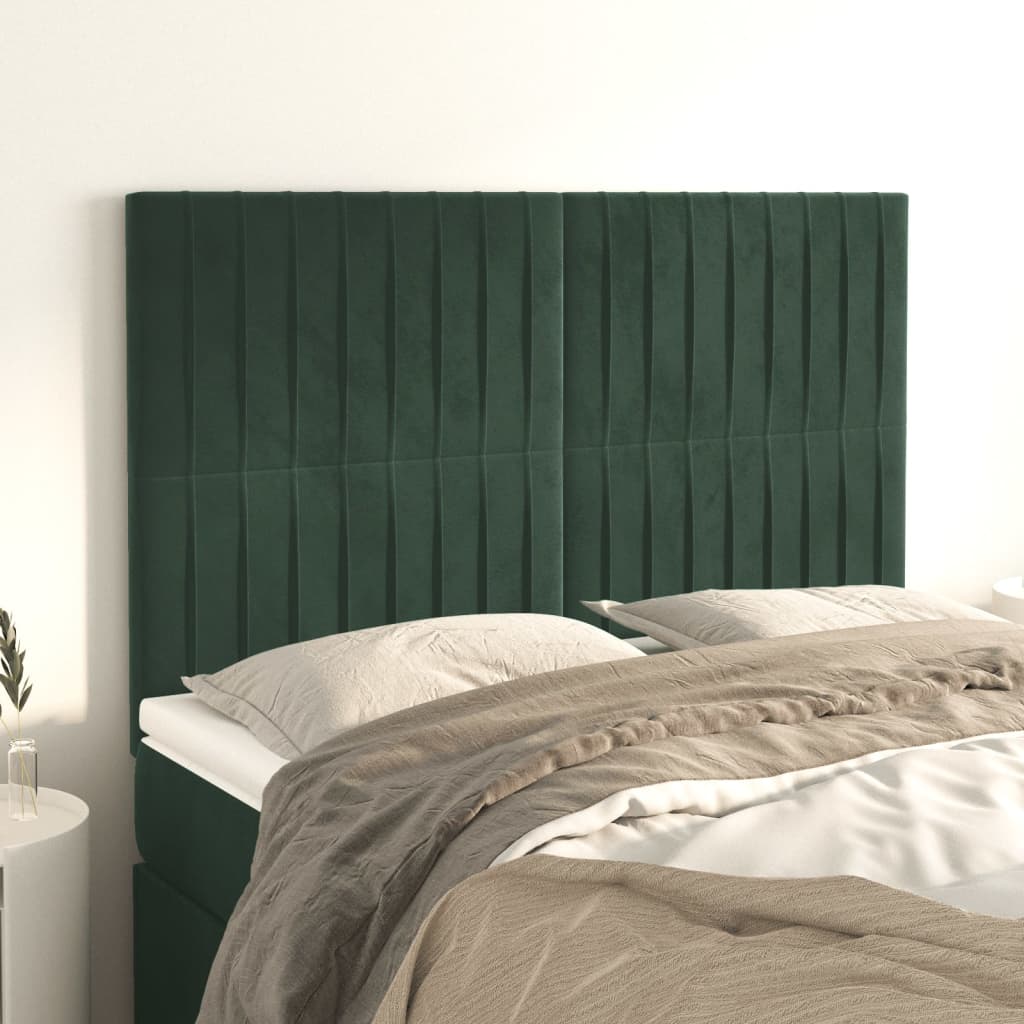 Hoofdbord donkergroen 144x5x118/128 cm fluweel is nu te koop bij PeponiXL, paradijselijk wonen!