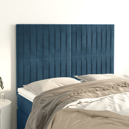 Hoofdbord donkerblauw 144x5x118/128 cm fluweel is nu te koop bij PeponiXL, paradijselijk wonen!