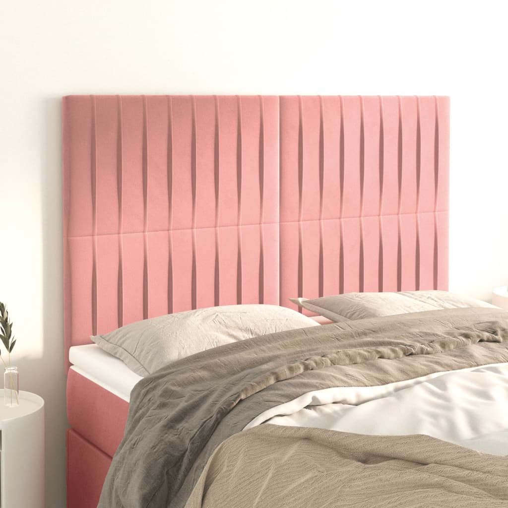 Hoofdbord roze 144x5x118/128 cm fluweel is nu te koop bij PeponiXL, paradijselijk wonen!
