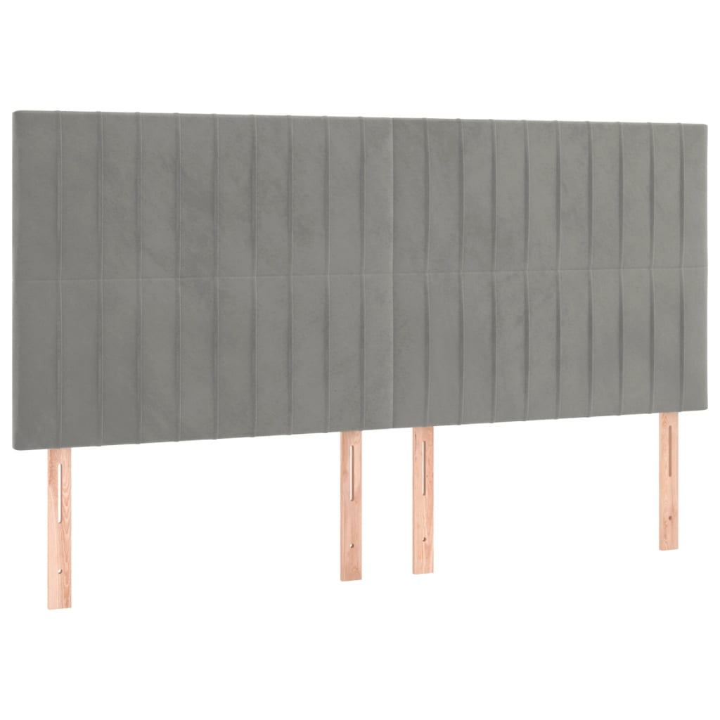 Hoofdbord lichtgrijs 160x5x118/128 cm fluweel is nu te koop bij PeponiXL, paradijselijk wonen!