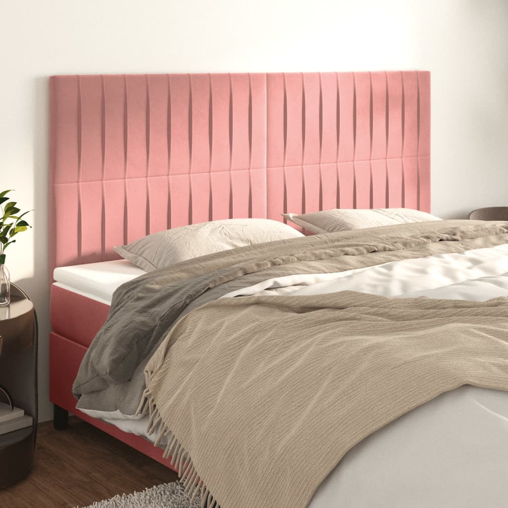 Hoofdbord roze 160x5x118/128 cm fluweel is nu te koop bij PeponiXL, paradijselijk wonen!