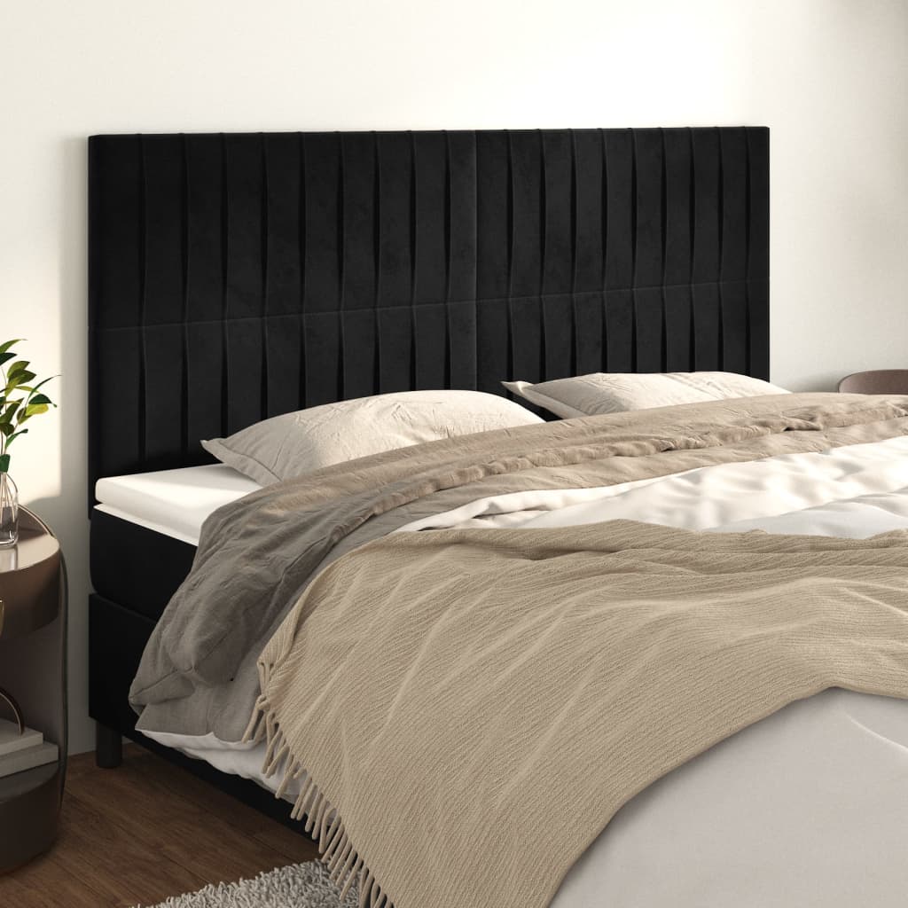 Hoofdbord zwart 180x5x118/128 cm fluweel is nu te koop bij PeponiXL, paradijselijk wonen!