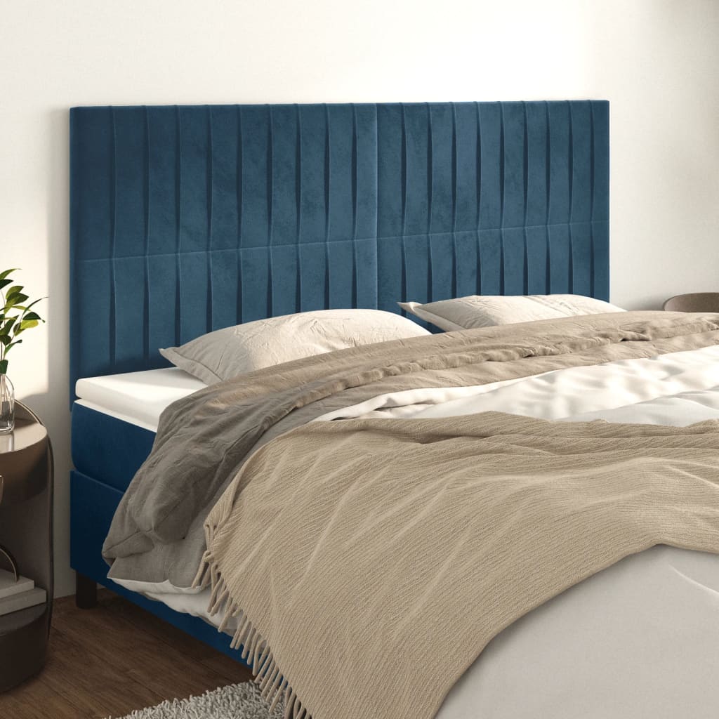 Hoofdbord donkerblauw 200x5x118/128 cm fluweel is nu te koop bij PeponiXL, paradijselijk wonen!