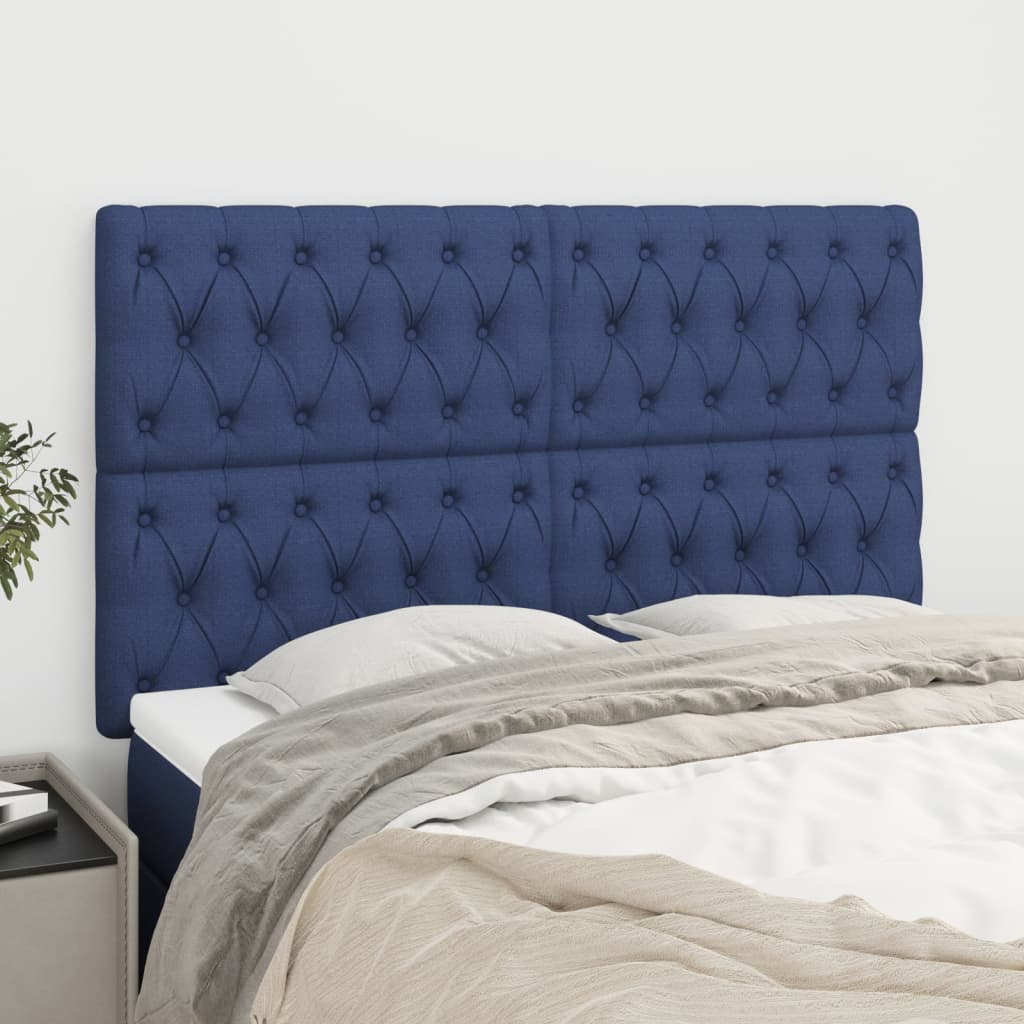 Hoofdbord blauw 144x7x118/128 cm stof is nu te koop bij PeponiXL, paradijselijk wonen!