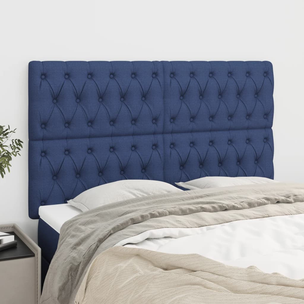 Hoofdbord blauw 160x7x118/128 cm stof is nu te koop bij PeponiXL, paradijselijk wonen!