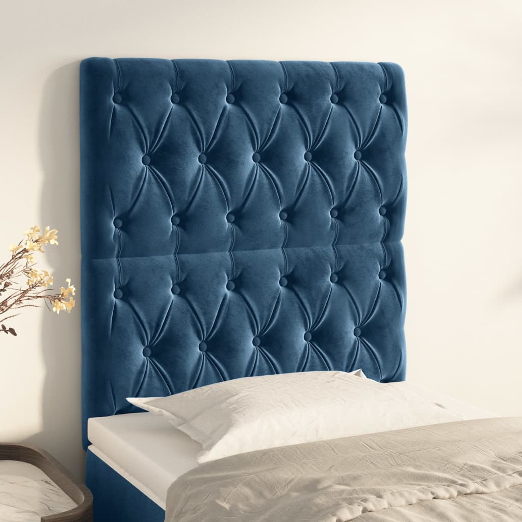 Hoofdbord donkerblauw 80x7x118/128 cm fluweel is nu te koop bij PeponiXL, paradijselijk wonen!