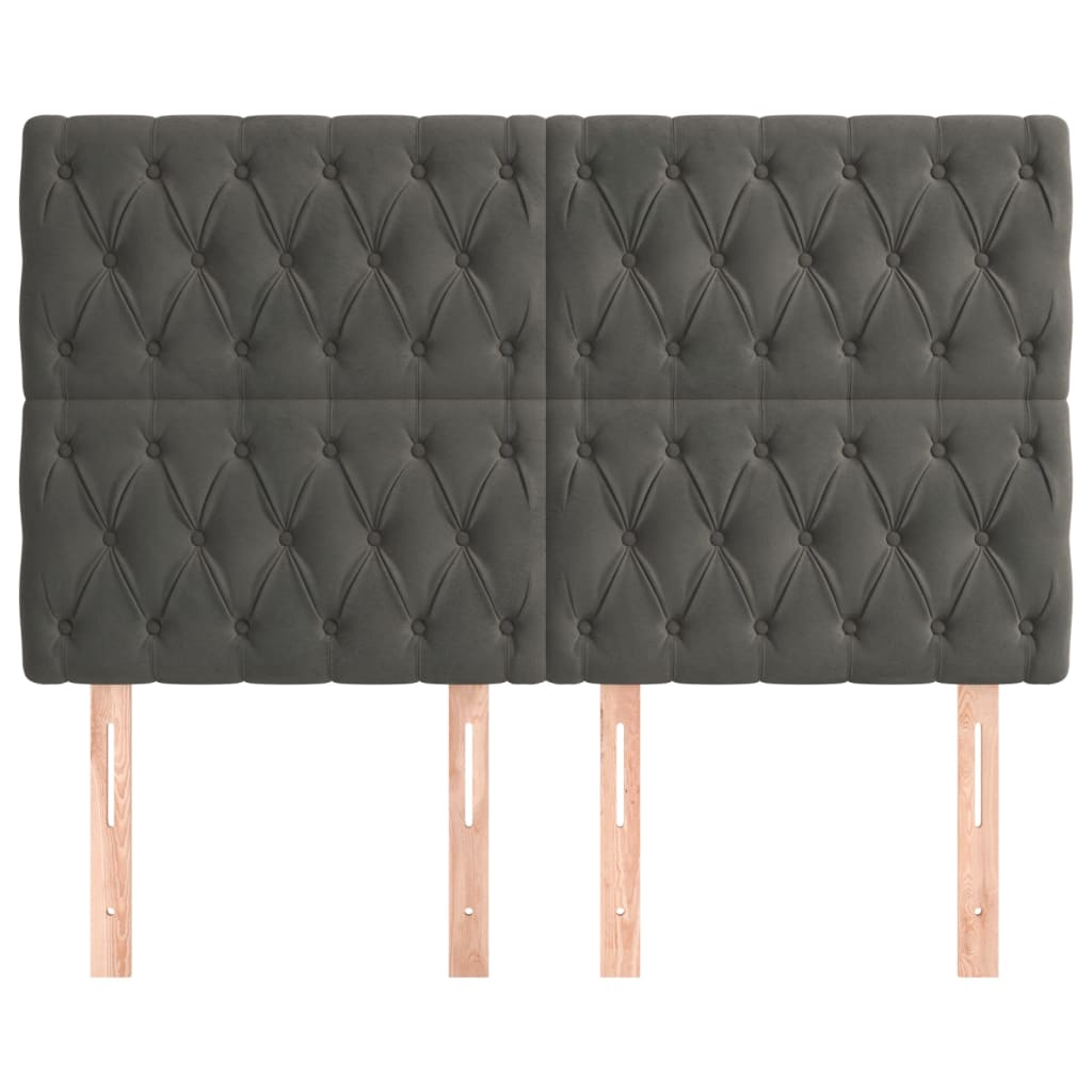Hoofdbord donkergrijs 144x7x118/128 cm Fluweel is nu te koop bij PeponiXL, paradijselijk wonen!