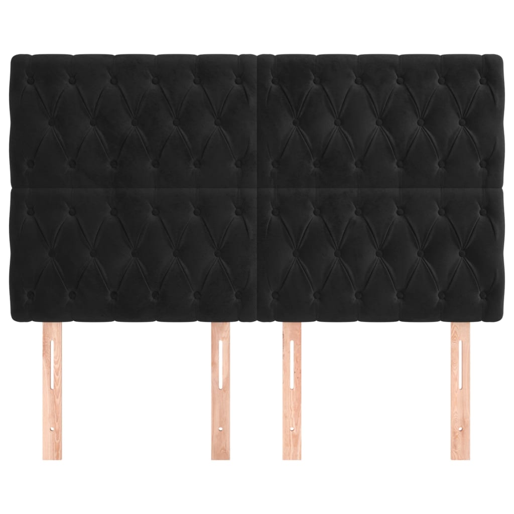 Hoofdbord zwart 144x7x118/128 cm fluweel is nu te koop bij PeponiXL, paradijselijk wonen!