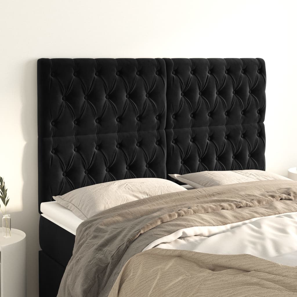 Hoofdbord zwart 144x7x118/128 cm fluweel is nu te koop bij PeponiXL, paradijselijk wonen!