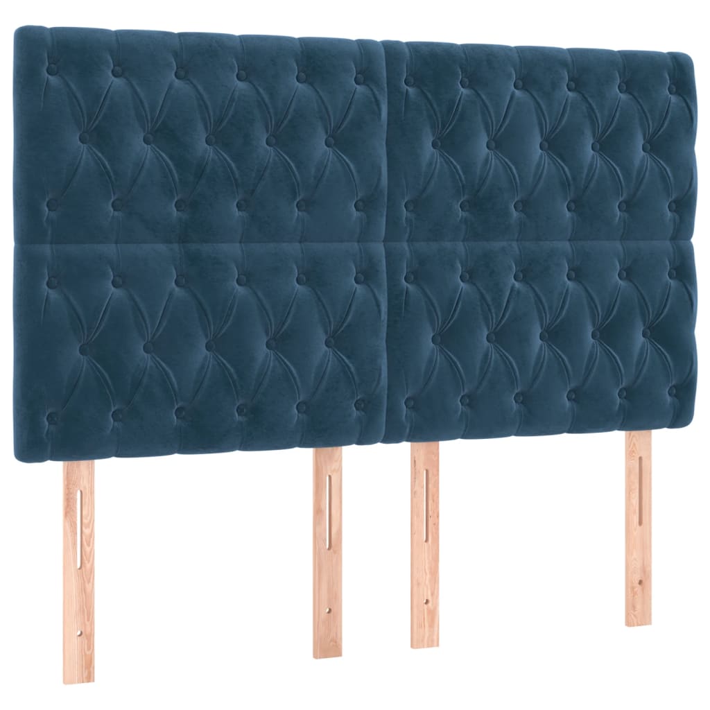 Hoofdbord donkerblauw 144x7x118/128 cm fluweel is nu te koop bij PeponiXL, paradijselijk wonen!