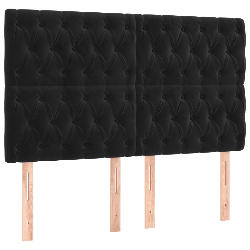 Hoofdbord zwart 160x7x118/128 cm fluweel is nu te koop bij PeponiXL, paradijselijk wonen!