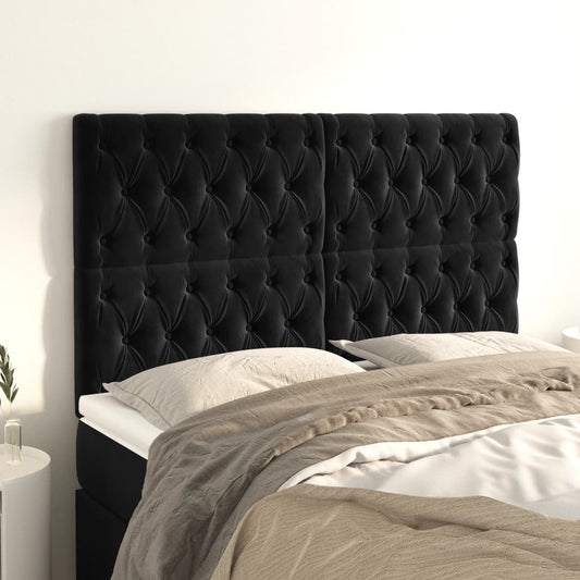 Hoofdbord zwart 160x7x118/128 cm fluweel is nu te koop bij PeponiXL, paradijselijk wonen!