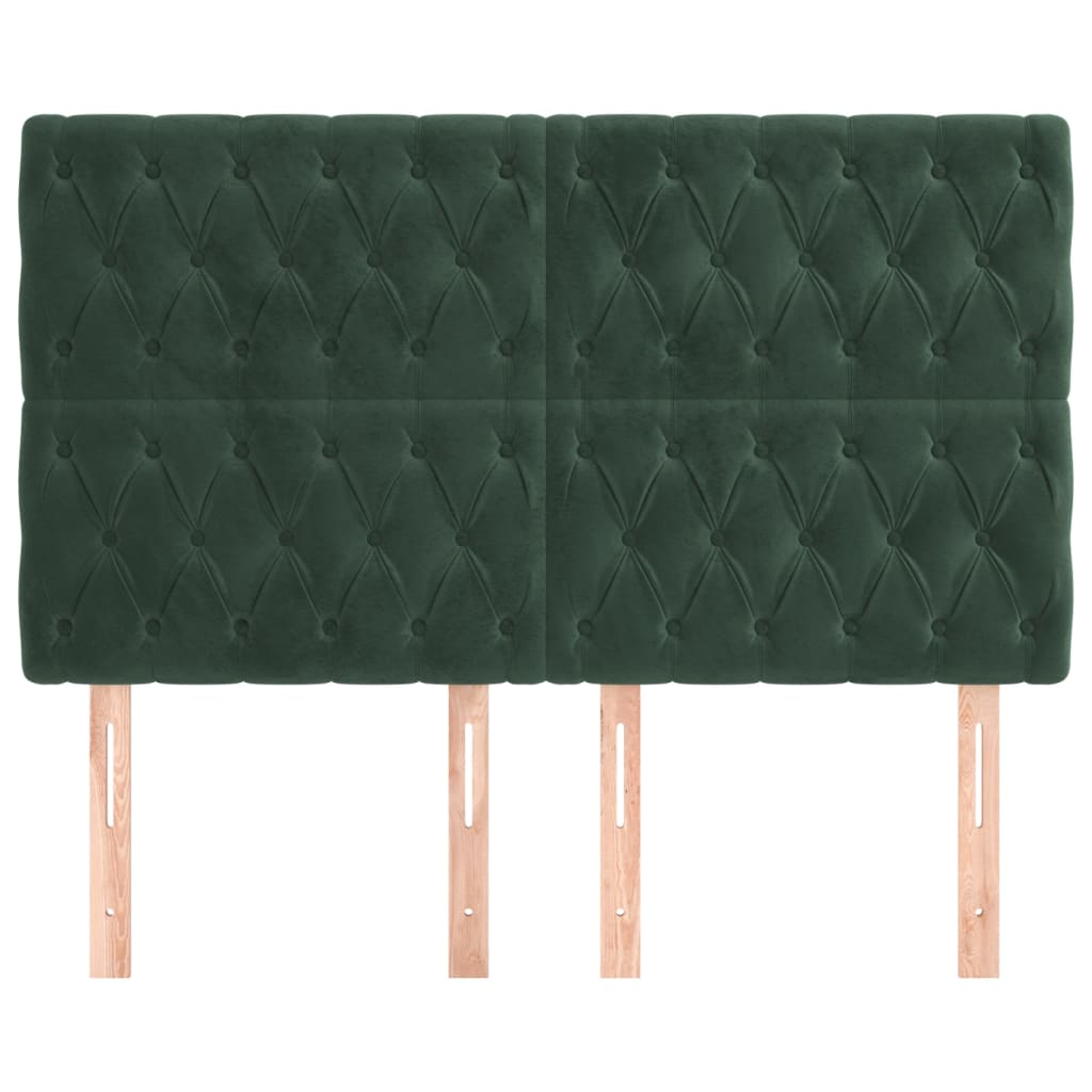 Hoofdbord donkergroen 160x7x118/128 cm fluweel is nu te koop bij PeponiXL, paradijselijk wonen!