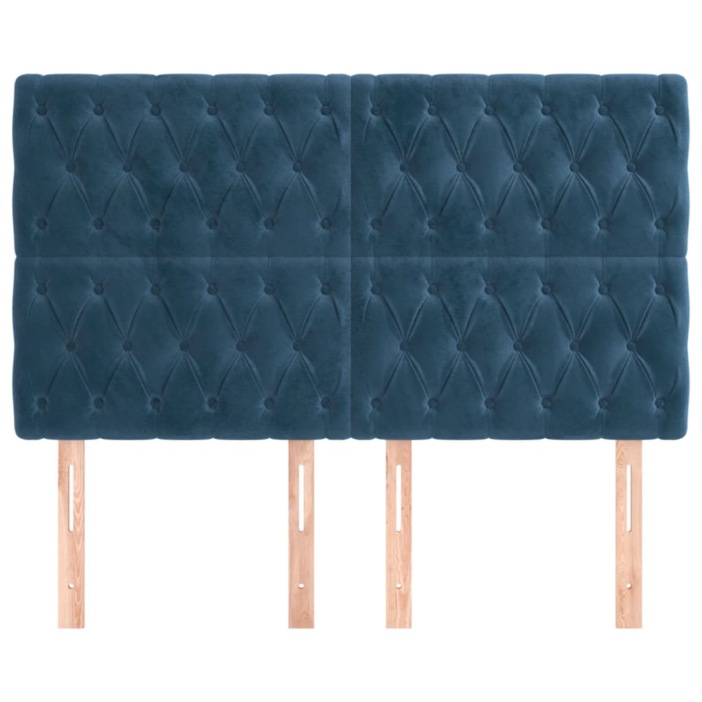 Hoofdbord donkerblauw 160x7x118/128 cm fluweel is nu te koop bij PeponiXL, paradijselijk wonen!
