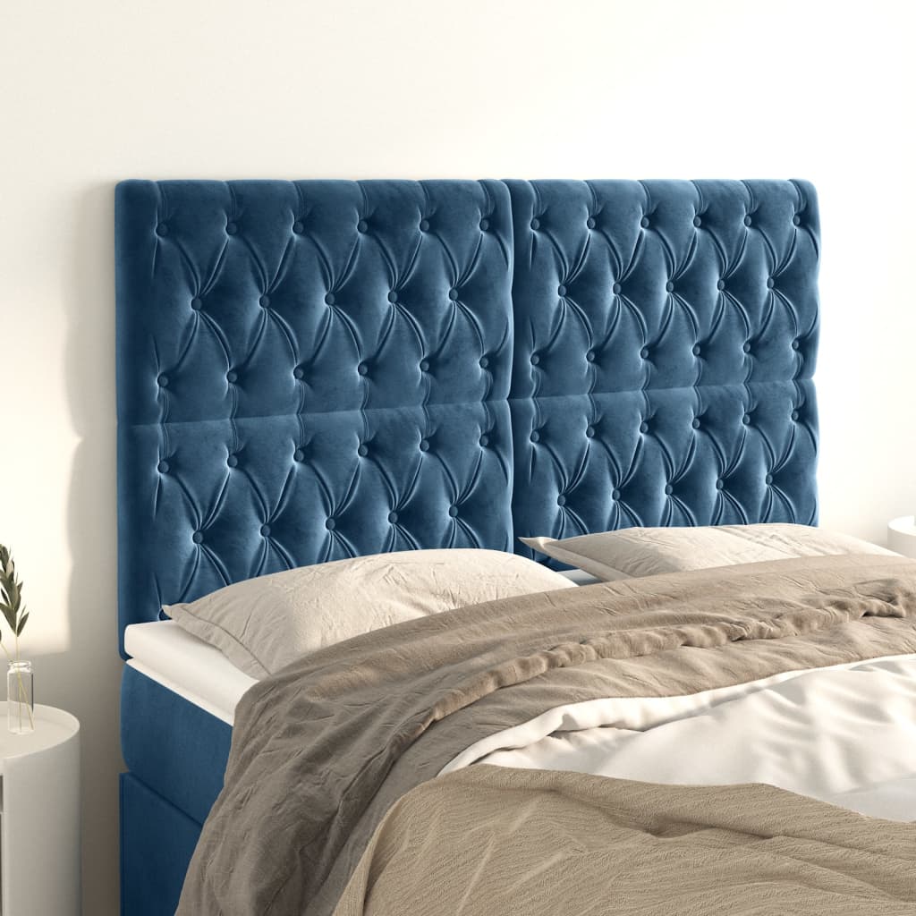 Hoofdbord donkerblauw 160x7x118/128 cm fluweel is nu te koop bij PeponiXL, paradijselijk wonen!