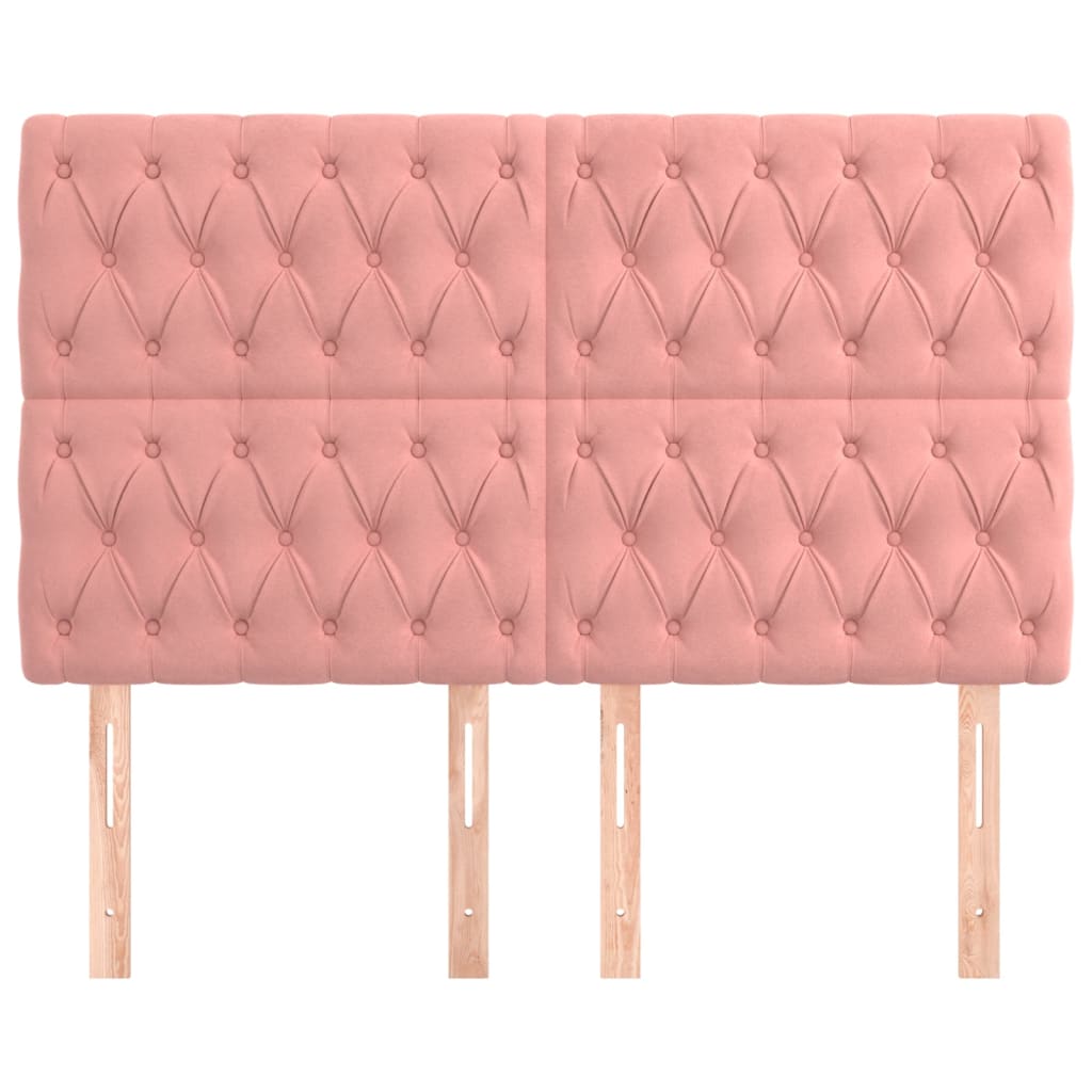 Hoofdbord roze 160x7x118/128 cm fluweel is nu te koop bij PeponiXL, paradijselijk wonen!