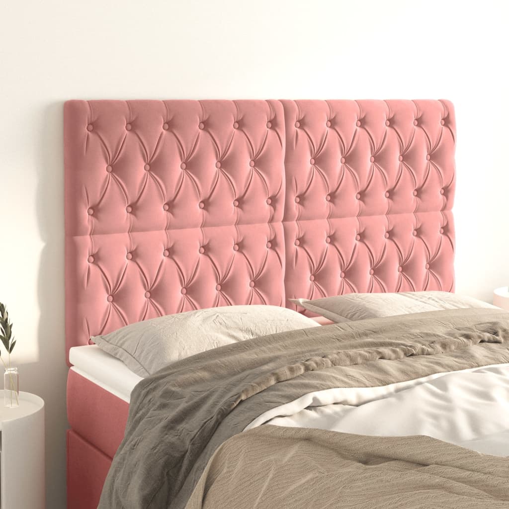 Hoofdbord roze 160x7x118/128 cm fluweel is nu te koop bij PeponiXL, paradijselijk wonen!
