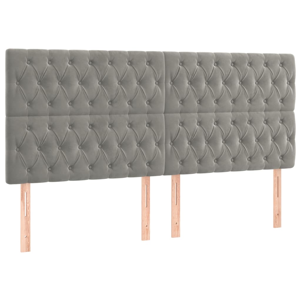 Hoofdbord lichtgrijs 180x7x118/128 cm fluweel is nu te koop bij PeponiXL, paradijselijk wonen!
