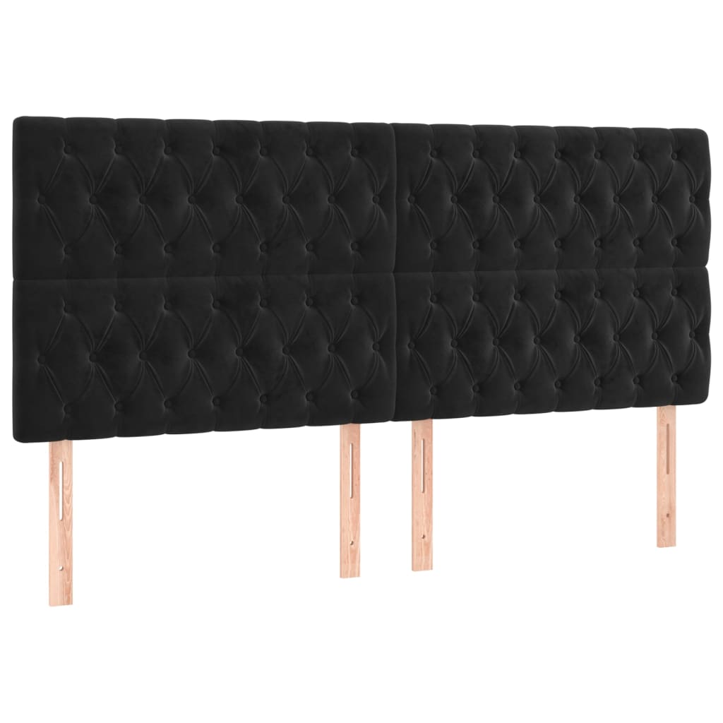 Hoofdbord zwart 180x7x118/128 cm fluweel is nu te koop bij PeponiXL, paradijselijk wonen!