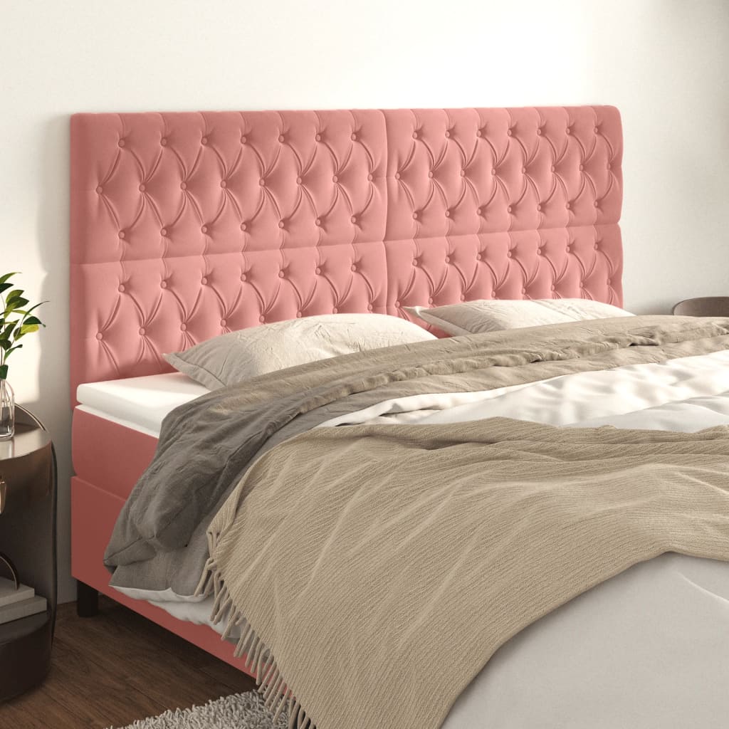 Hoofdbord roze 180x7x118/128 cm fluweel is nu te koop bij PeponiXL, paradijselijk wonen!