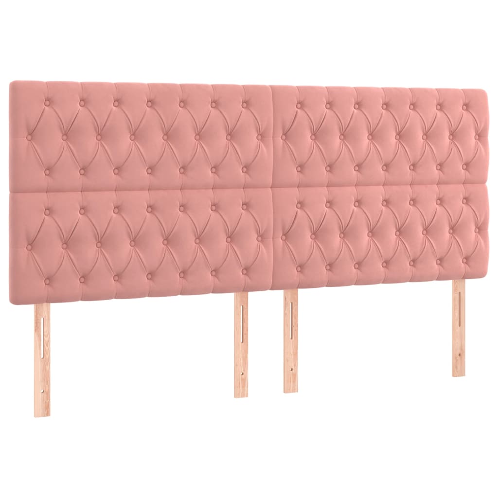 Hoofdbord roze 200x7x118/128 cm fluweel is nu te koop bij PeponiXL, paradijselijk wonen!