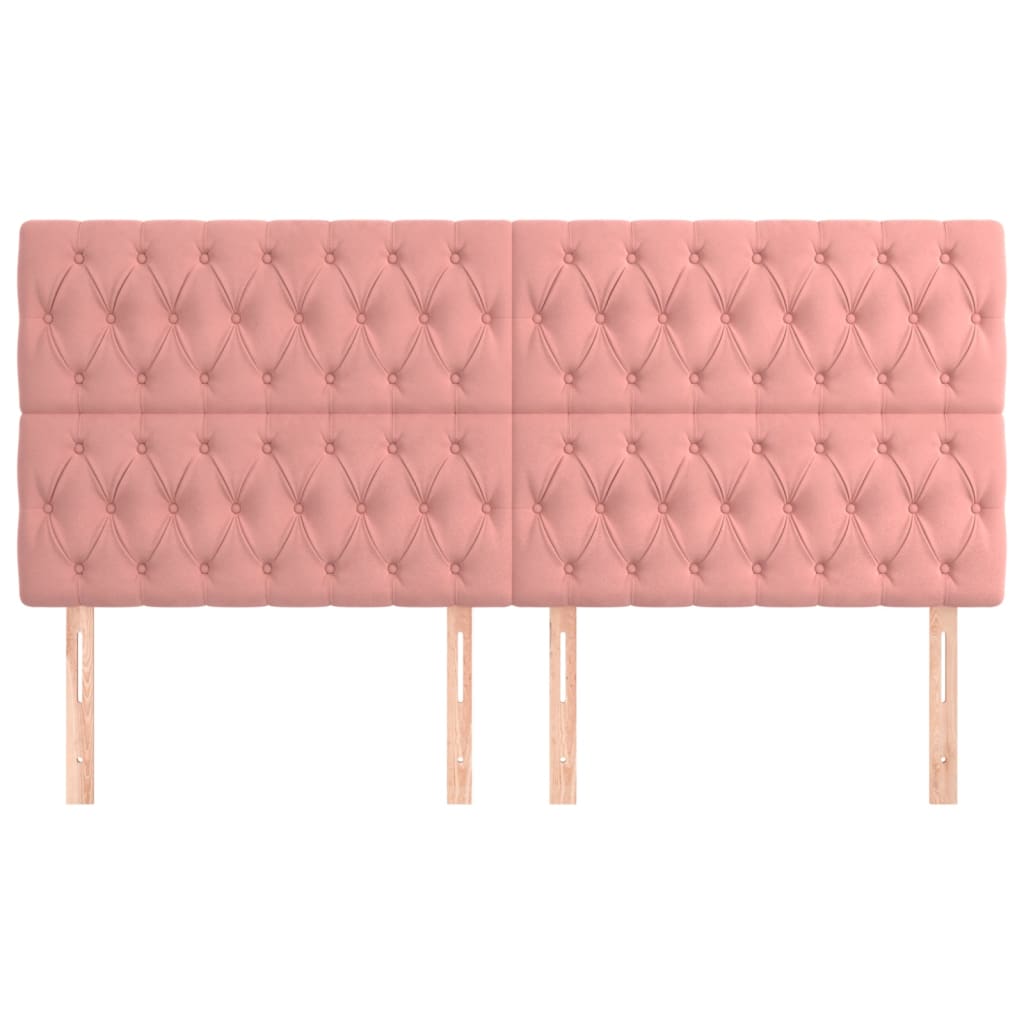 Hoofdbord roze 200x7x118/128 cm fluweel is nu te koop bij PeponiXL, paradijselijk wonen!