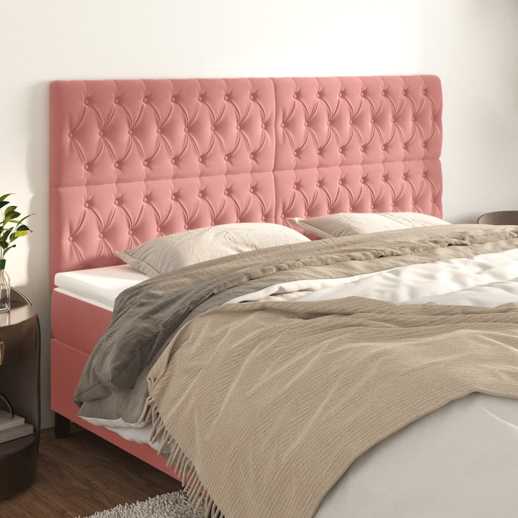 Hoofdbord roze 200x7x118/128 cm fluweel is nu te koop bij PeponiXL, paradijselijk wonen!