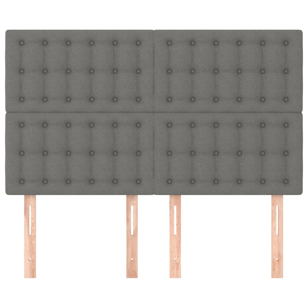 Hoofdbord donkergrijs 144x5x118/128 cm Stof is nu te koop bij PeponiXL, paradijselijk wonen!