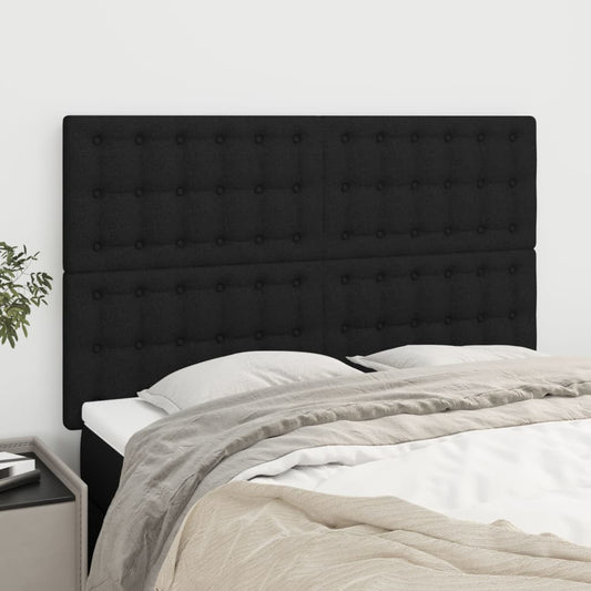 Hoofdbord zwart 144x5x118/128 cm stof is nu te koop bij PeponiXL, paradijselijk wonen!