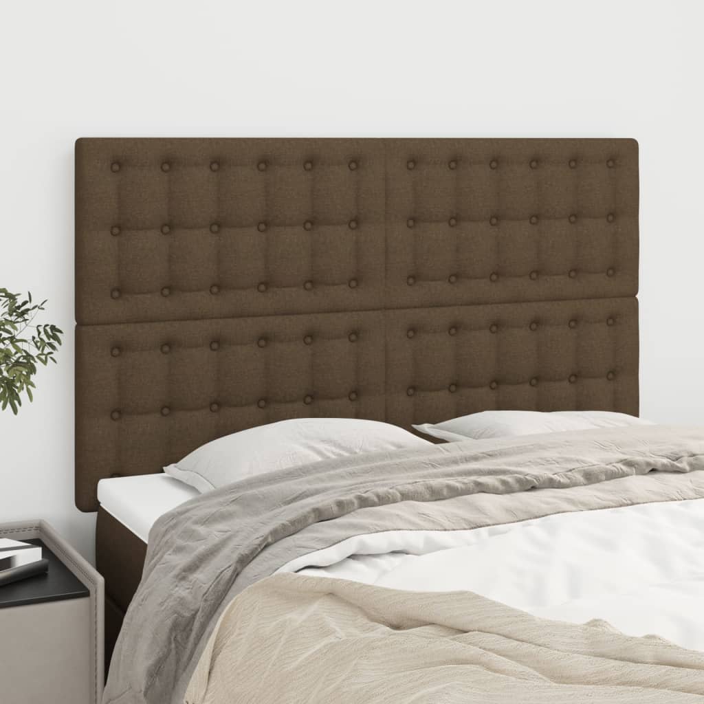 Hoofdbord donkerbruin 144x5x118/128 cm stof is nu te koop bij PeponiXL, paradijselijk wonen!